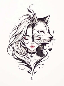 pets-tattoo-ideas – tattoo design ideas free ai generated – negative-space – for-shin – Gallery: pets-inkby-ai