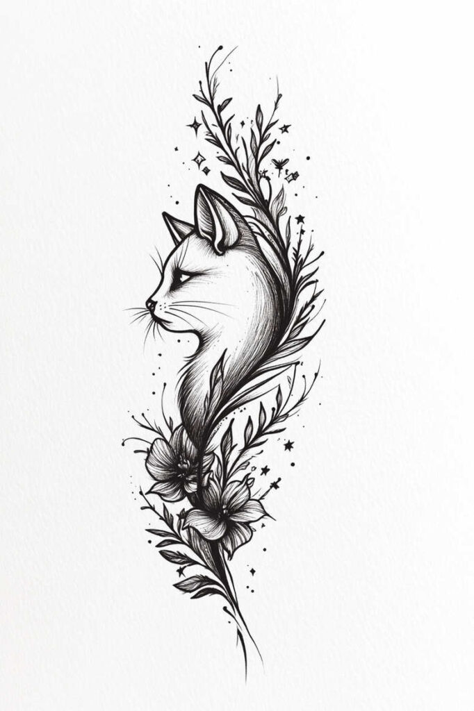 pets-tattoo-ideas – tattoo design ideas free ai generated – negative-space – for-upper-arm – Gallery: pets-inkby-ai