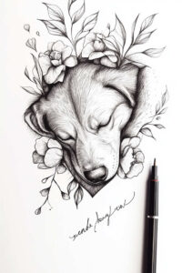 pets-tattoo-ideas – tattoo design ideas free ai generated – outline-only – for-collarbone – Gallery: pets-inkby-ai
