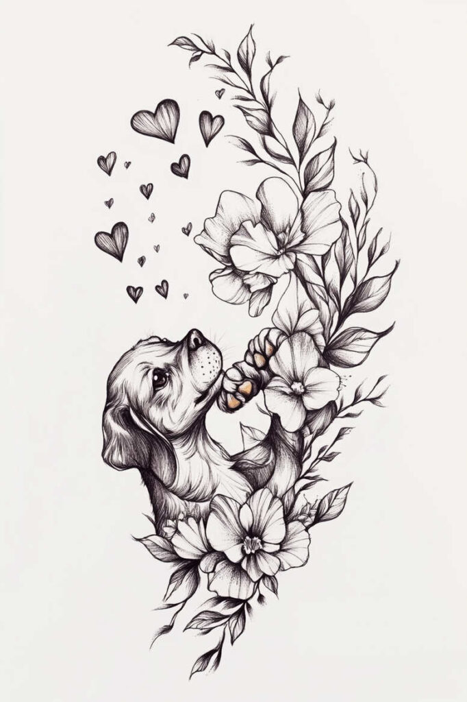 pets-tattoo-ideas – tattoo design ideas free ai generated – pinprick – for-elbow – Gallery: pets-inkby-ai