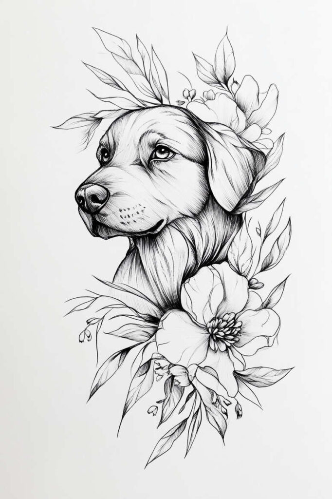 pets-tattoo-ideas – tattoo design ideas free ai generated – pristine – for-shoulder-blade – Gallery: pets-inkby-ai
