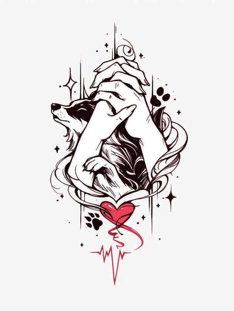 pets-tattoo-ideas – tattoo design ideas free ai generated – punctual – for-lower-leg – Gallery: pets-inkby-ai