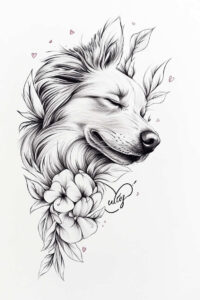 pets-tattoo-ideas – tattoo design ideas free ai generated – pure-outline – for-palm – Gallery: pets-inkby-ai