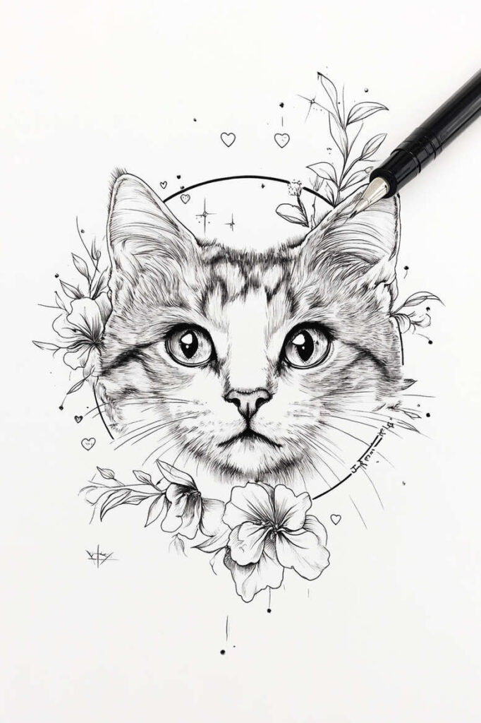 pets-tattoo-ideas – tattoo design ideas free ai generated – short-stroke – for-calf – Gallery: pets-inkby-ai