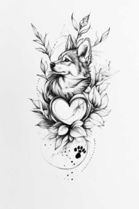 pets-tattoo-ideas – tattoo design ideas free ai generated – whisper-line – for-side-torso – Gallery: pets-inkby-ai