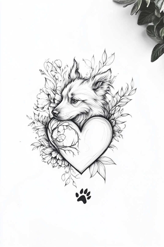 pets tattoo design ideas illustrative style companion animals for back of neck