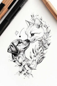 pets tattoo design ideas illustrative style delicate represents strength