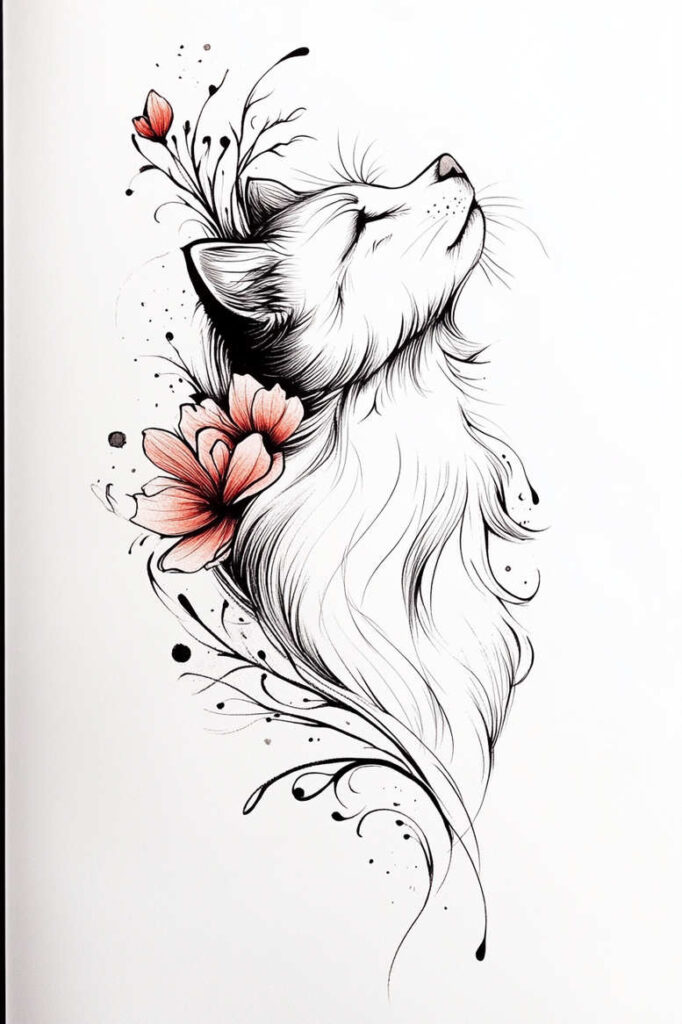 pets tattoo design ideas fine-line detail for biceps