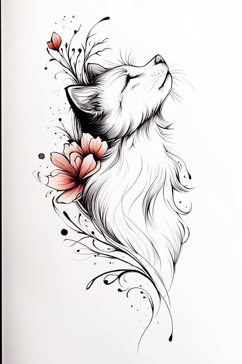 pets tattoo design ideas fine-line detail for biceps