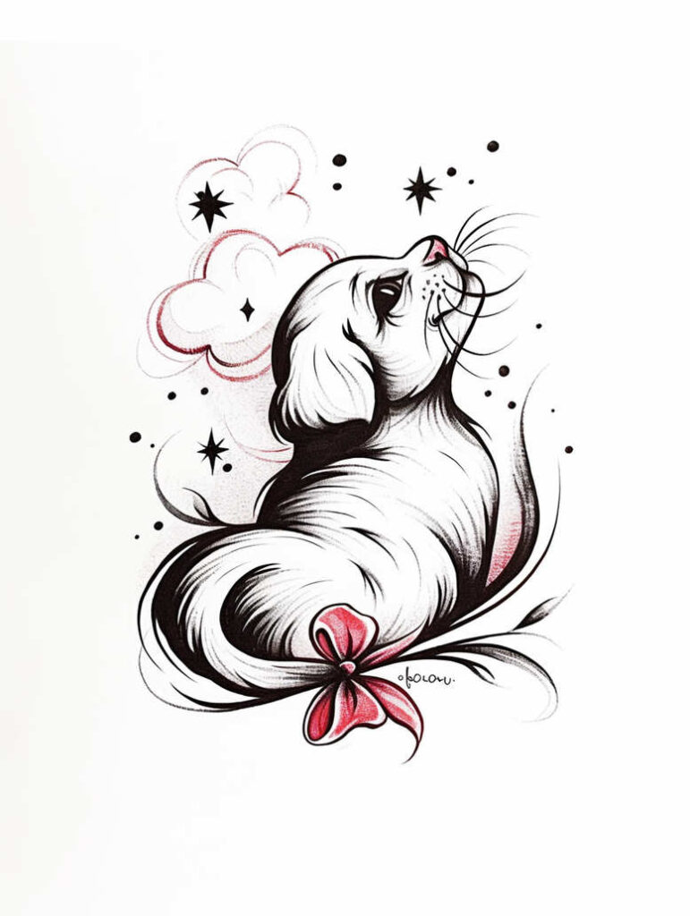 pets tattoo design ideas Surrealism hyperreal detailed fur for ankle