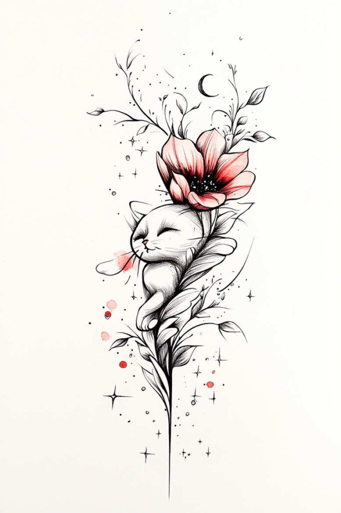 pets tattoo design ideas Surrealism symbolic devotion for thigh