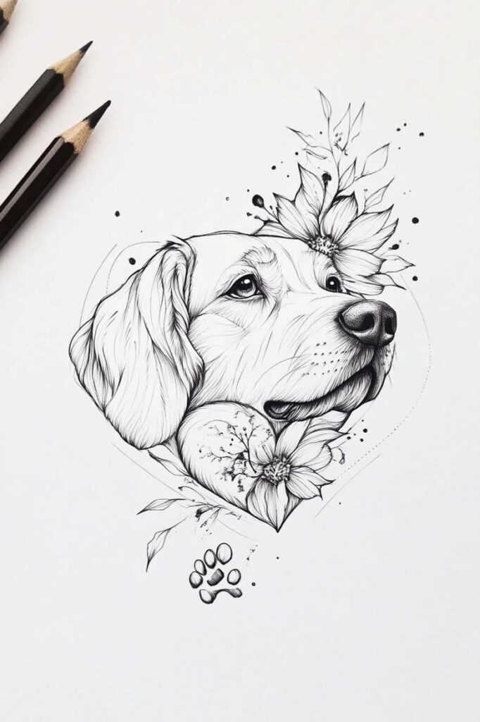 pets tattoo design ideas decorative flourishes love for animals shows strength