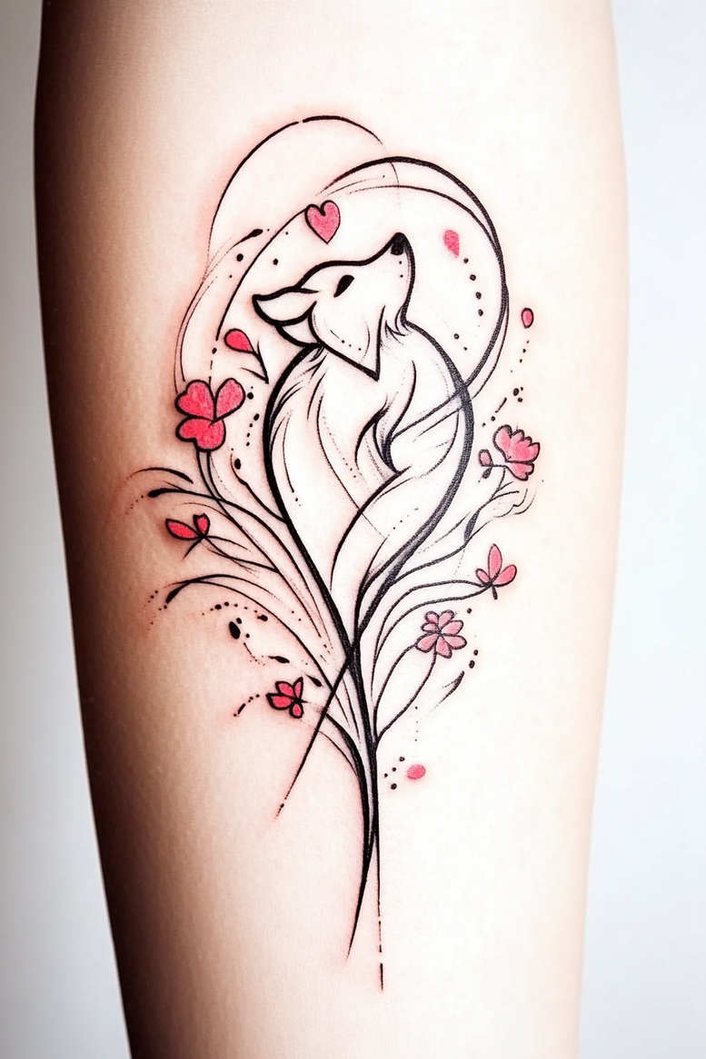 pets tattoo design ideas 3D-rendered natural poses for shoulder blade