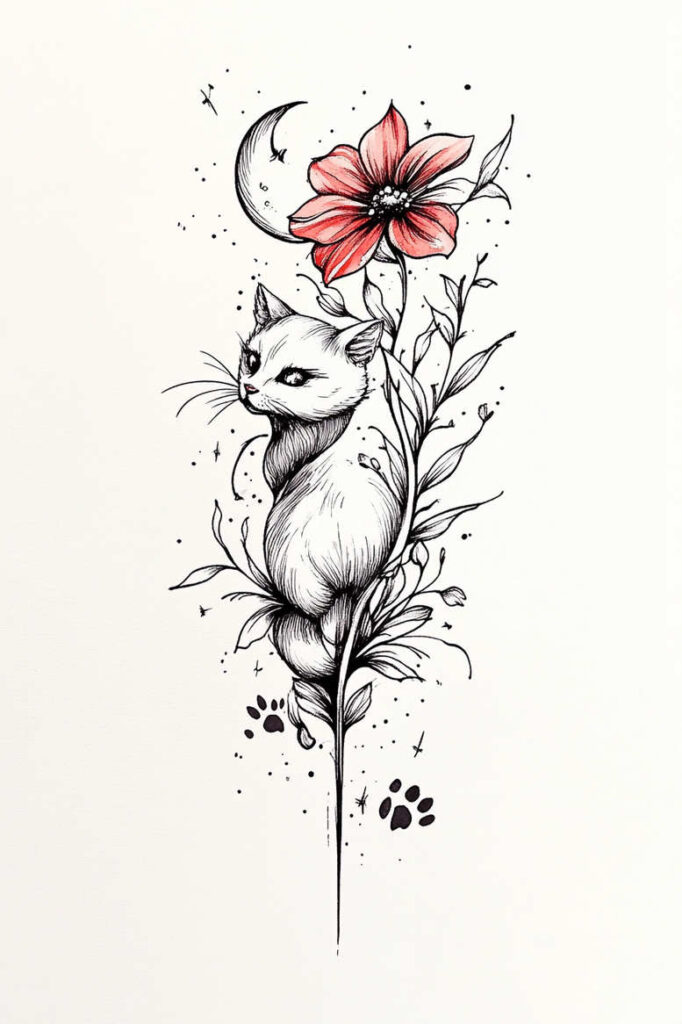 pets tattoo design ideas Surrealism floating elements natural poses represents determination