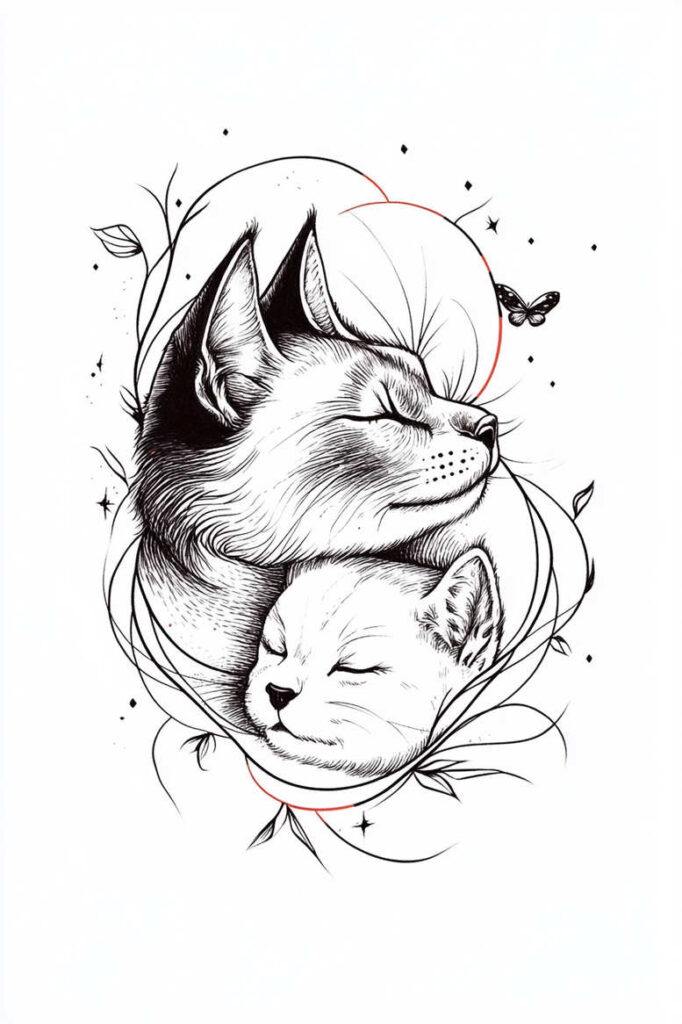 pets tattoo design ideas mirrored effect pet character meaning resilience