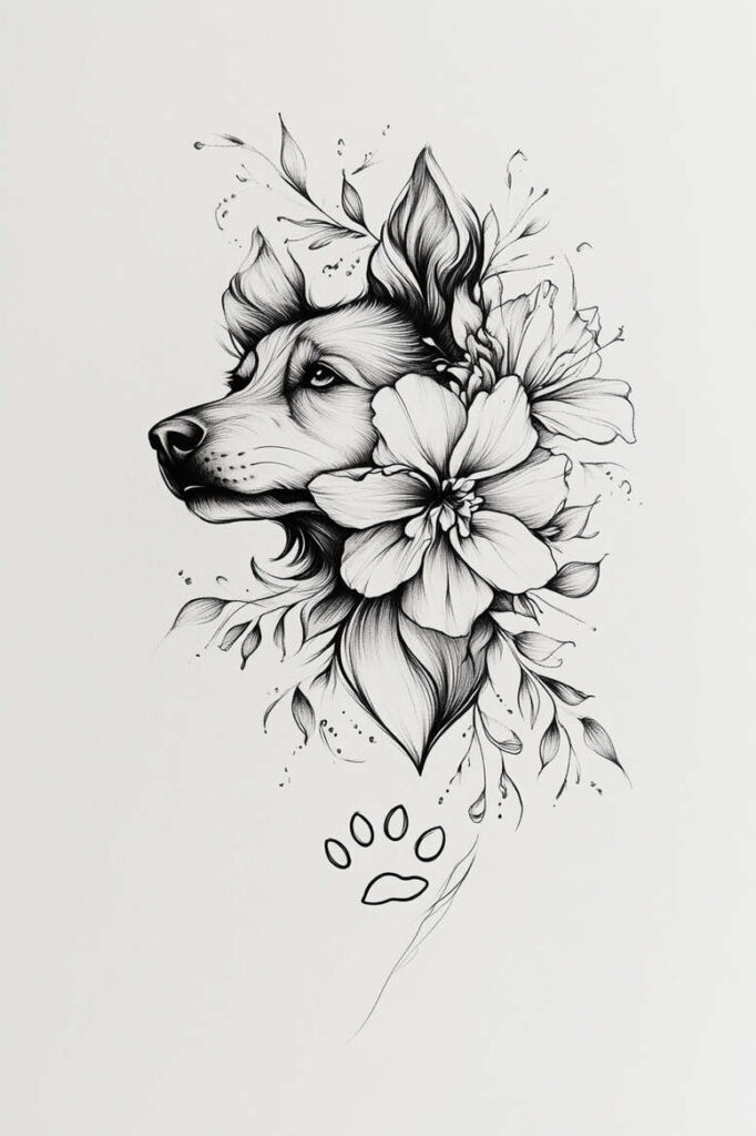 pets tattoo design ideas defined outlines pet portrait for foot