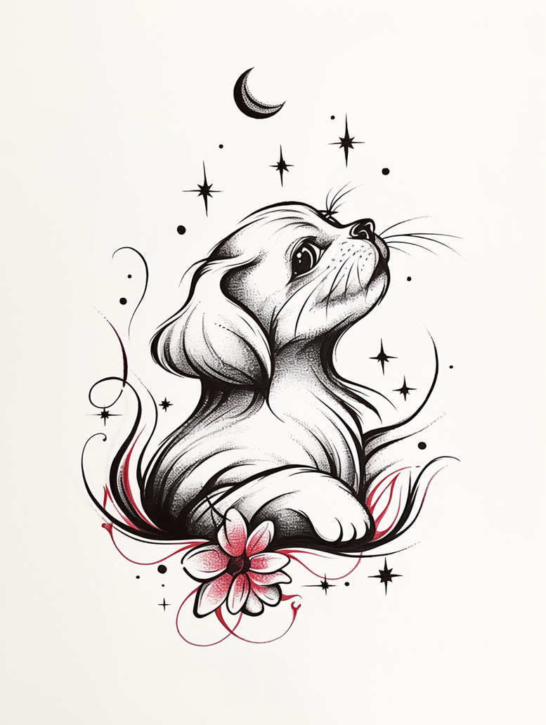 pets tattoo design ideas Realism skin texture pet portrait for shin