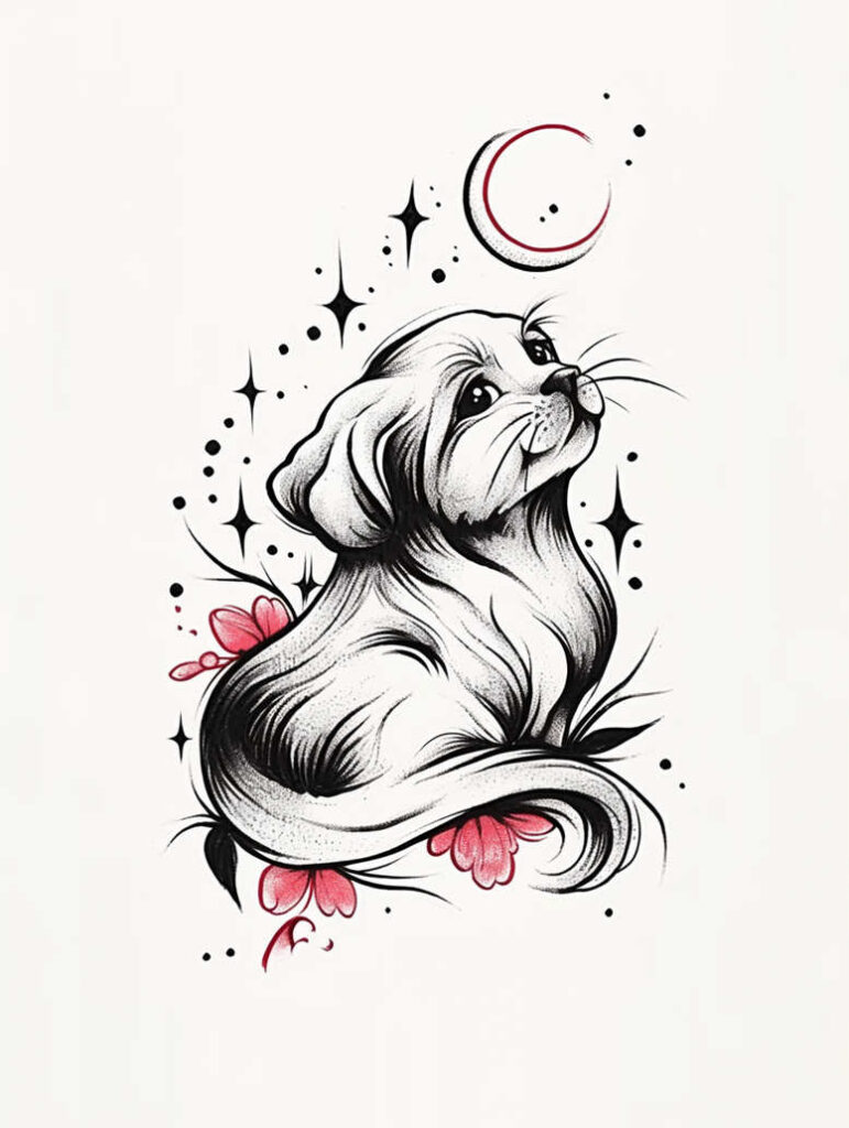pets tattoo design ideas refined contrast pet portrait for upper arm