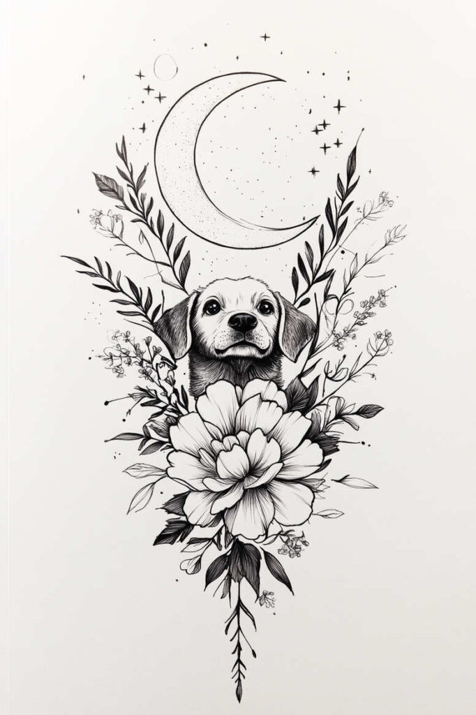 pets tattoo design ideas Realism soft focus pet portrait for upper back