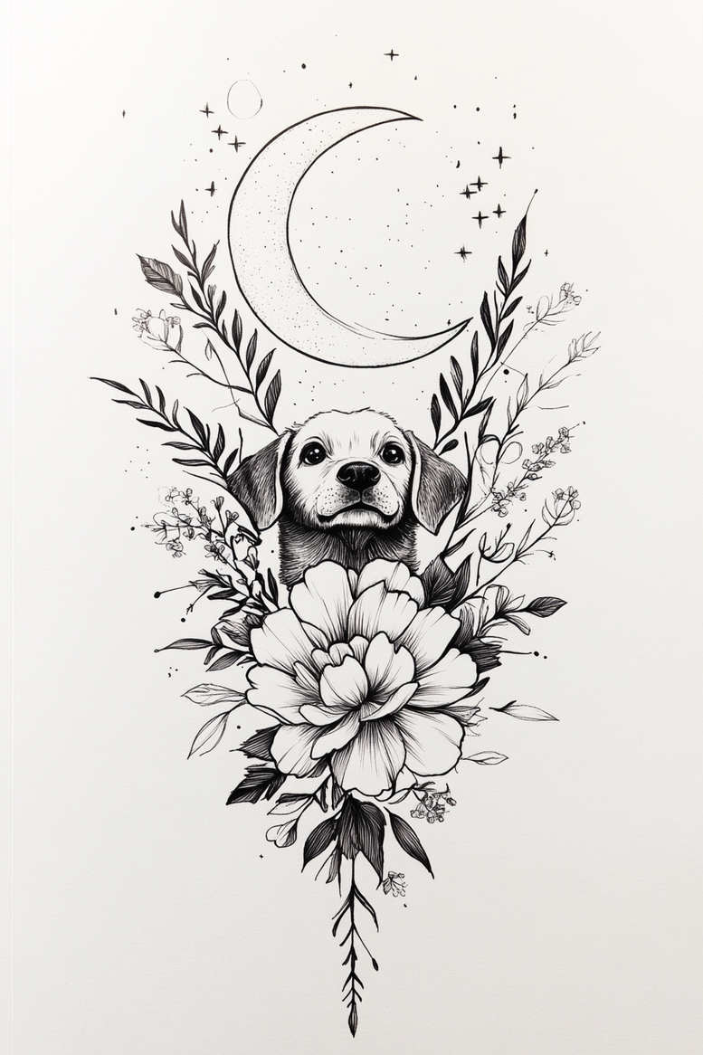 pets tattoo design ideas Realism soft focus pet portrait for upper back