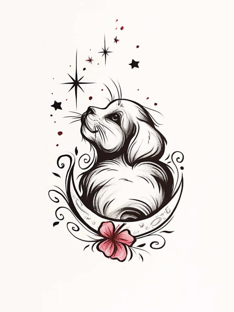 pets tattoo design ideas Surrealism hallucinogenic pets for shoulder