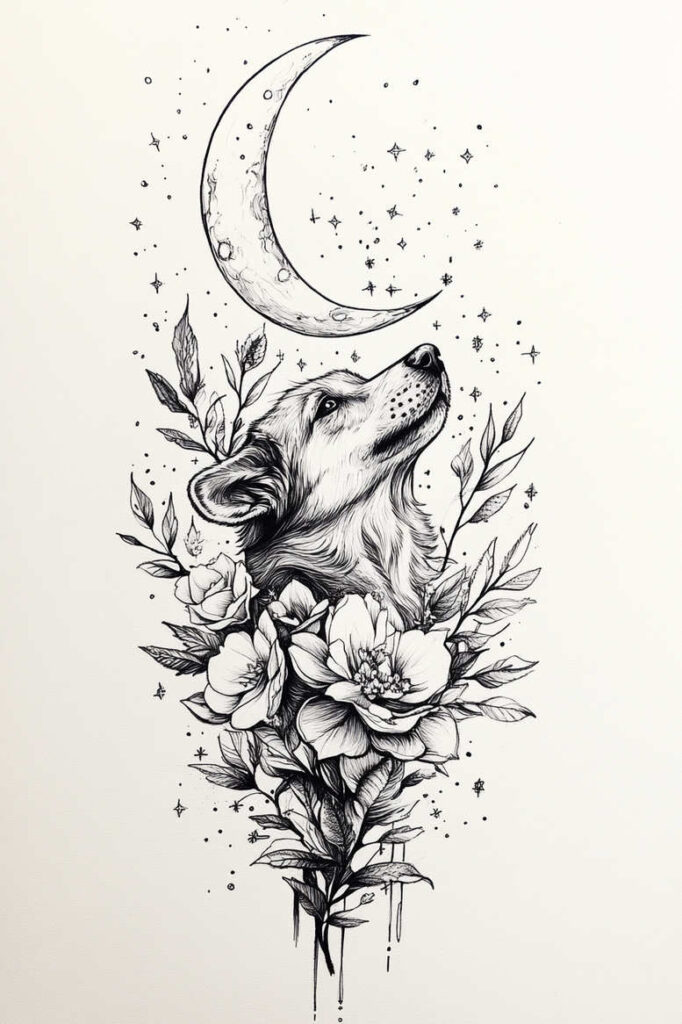 pets tattoo design ideas textured shading portrait for scapula