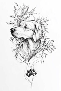 pets tattoo design ideas bold color blocks realism for lower thigh