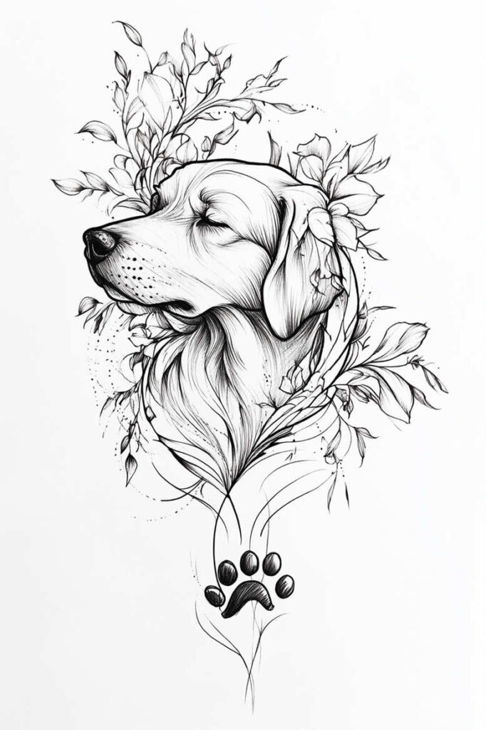 pets tattoo design ideas bold color blocks realism for lower thigh