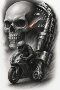 contour-skull-tattoo – tattoo design ideas free ai generated – despair – for-back – Gallery: skulls-inkby-ai