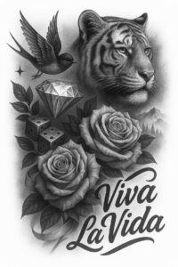 tiger-with-waves – tattoo design ideas free ai generated – realism-skin-texture – for-upper-back – Gallery: tigers-inkby-ai