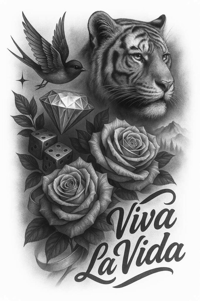 tiger-with-waves – tattoo design ideas free ai generated – realism-skin-texture – for-upper-back – Gallery: tigers-inkby-ai