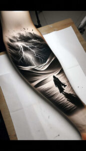 mountains-surrealism-symbolic-for-neck – tattoo design ideas free ai generated – Gallery: travels-inkby-ai