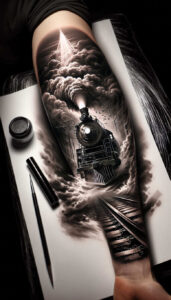 travels tattoo design ideas no shading story route for lower leg