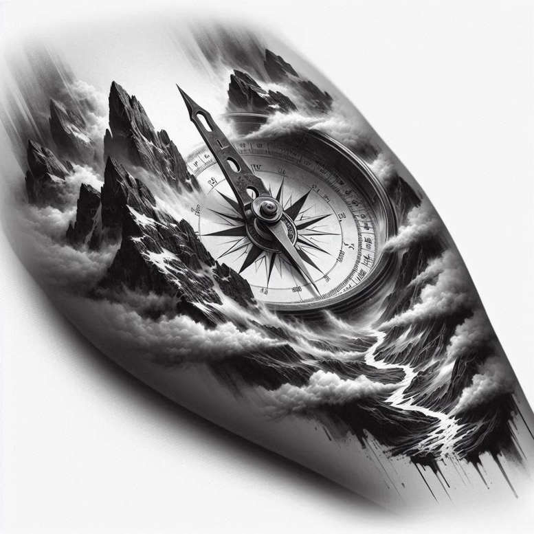 travels tattoo design ideas layered fill wind rose for shoulder