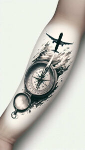 travels tattoo design ideas Realism reflective light wind rose symbol of perseverance