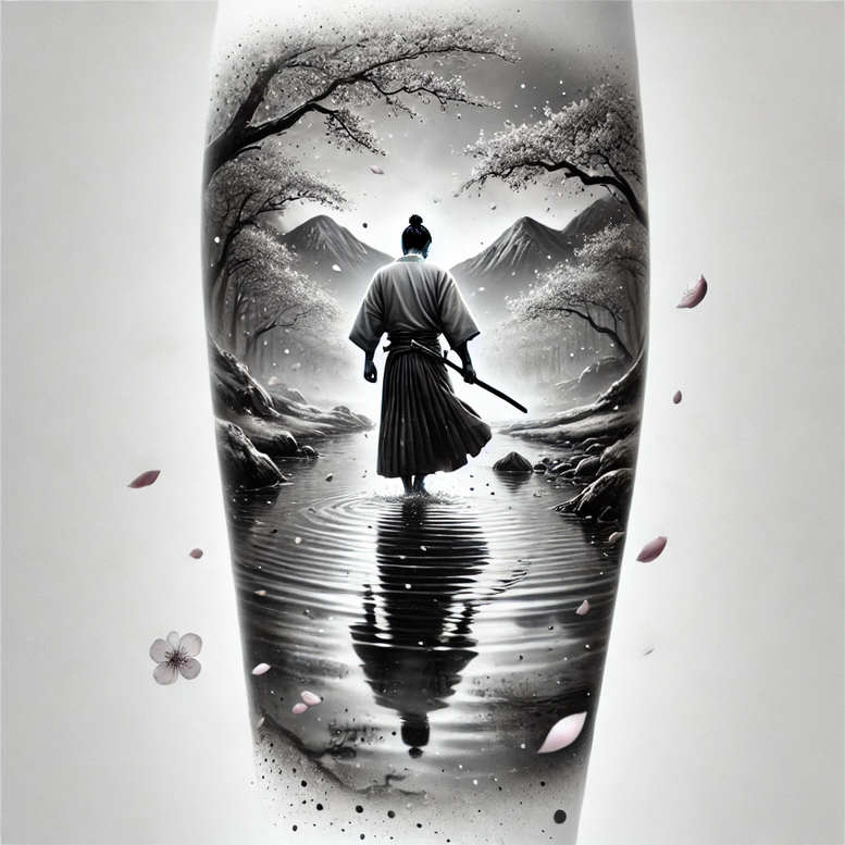 3d-samurai-tattoo-surrealism-abstract-forms-for-lower-leg – tattoo design ideas free ai generated – Gallery: warriors-asia-inkby-ai