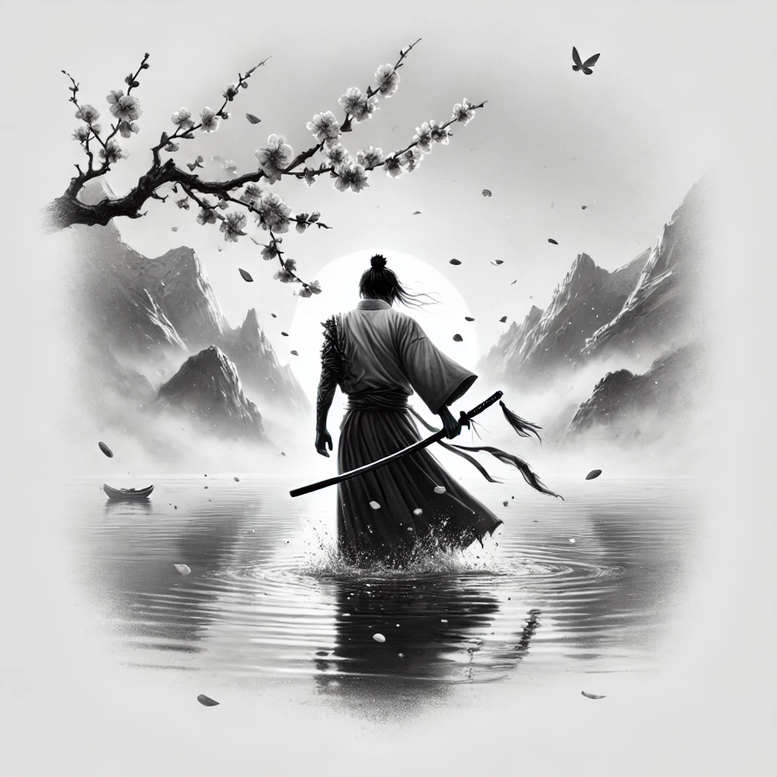 warriors-asia tattoo design ideas Surrealism ethereal glow Samurai warrior represents perseverance