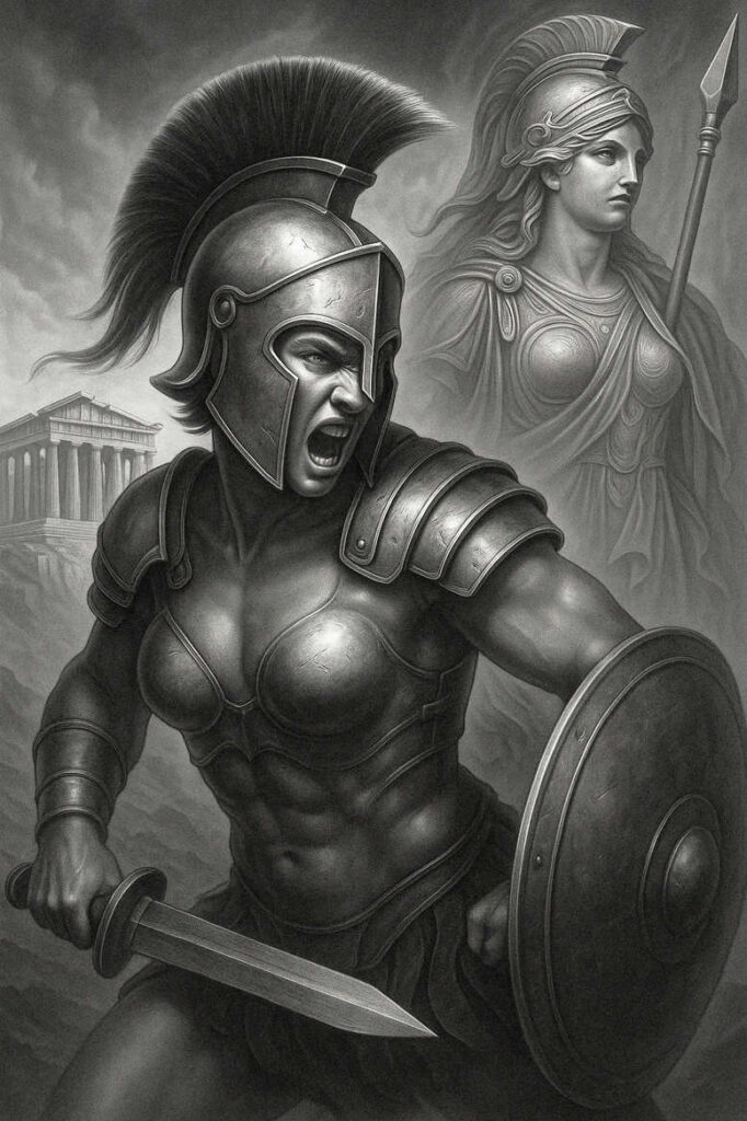 warriors-greece tattoo design ideas Surrealism morphic transformation noble might meaning determination