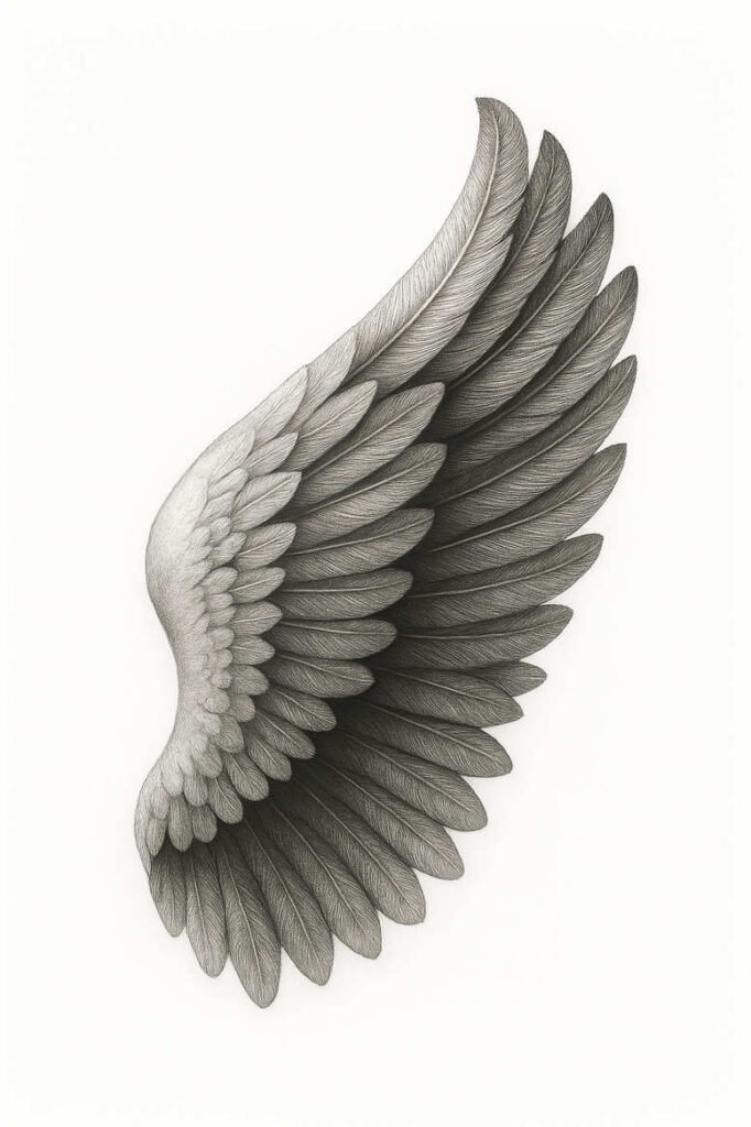 artistic-detail-wings-tattoo – tattoo design ideas free ai generated – realism-natural-look – for-calf – Gallery: wings-inkby-ai