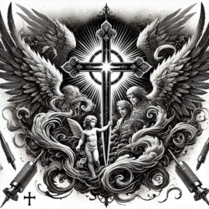 mystical-wings-tattoo – tattoo design ideas free ai generated – neotraditional-enhanced-shading – for-neck – Gallery: wings-inkby-ai