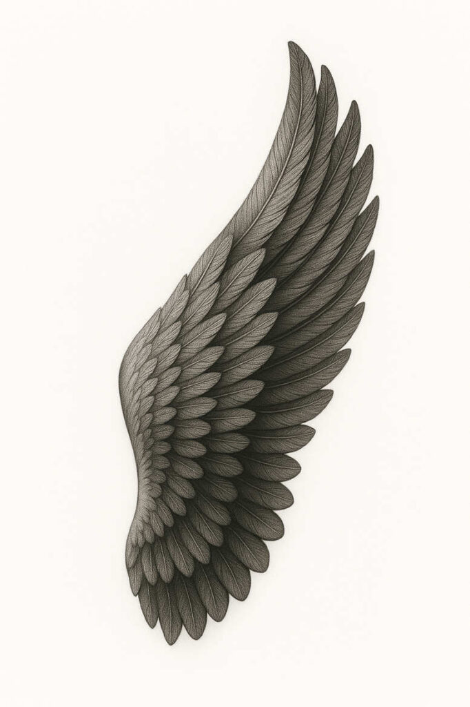 wings tattoo design ideas Realism optical depth angelic grace symbol of determination