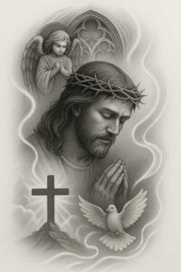 jesus tattoo design ideas Realism living skin biblical scenes symbolising endurance