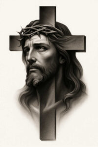 jesus tattoo design ideas Realism depth of field compassionate gaze shows perseverance