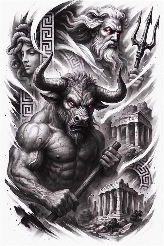 legendary-monsters – tattoo design ideas free ai generated – ruin – for-biceps – Gallery: monsters-greece-inkby-ai