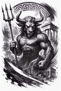 monster-with-shading – tattoo design ideas free ai generated – haunted-house – for-upper-shoulder – Gallery: monsters-greece-inkby-ai
