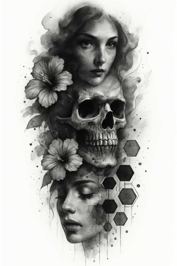 avant-garde – tattoo design ideas free ai generated – neotraditional-subtle-tone – for-stomach – Gallery: news-inkby-ai