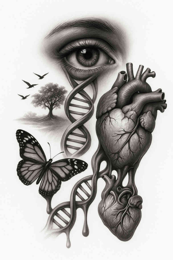 development-tattoo – tattoo design ideas free ai generated – surrealism-melting-forms – for-lower-arm – Gallery: news-inkby-ai