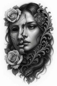 fresh-trend-tattoo – tattoo design ideas free ai generated – surrealism-phantasm – for-scapula – Gallery: news-inkby-ai