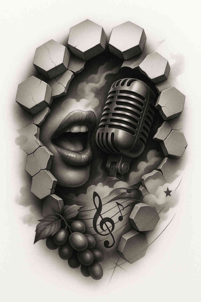 modern-aesthetics – tattoo design ideas free ai generated – surrealism-shadow-play – for-neck – Gallery: news-inkby-ai