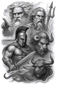 new-quality – tattoo design ideas free ai generated – surrealism-ghostly-shapes – for-lower-leg – Gallery: news-inkby-ai